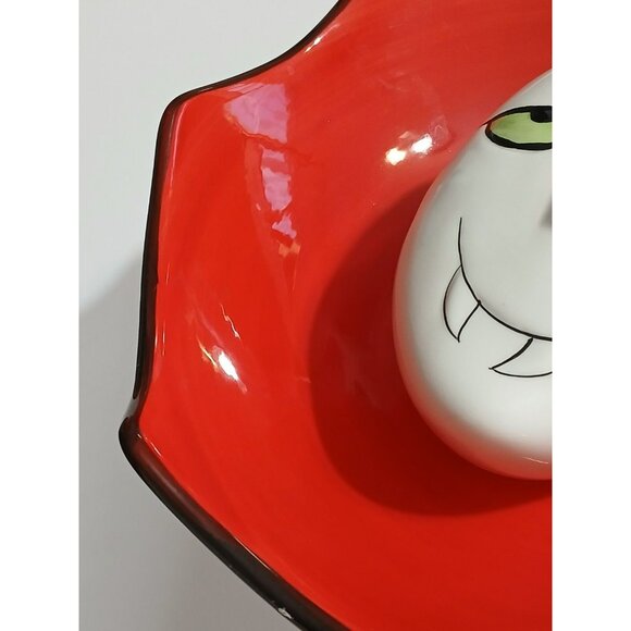 Haunted Halls Halloween Vampire Dracula Plate Ceramic Red & Black - Picture 7 of 13